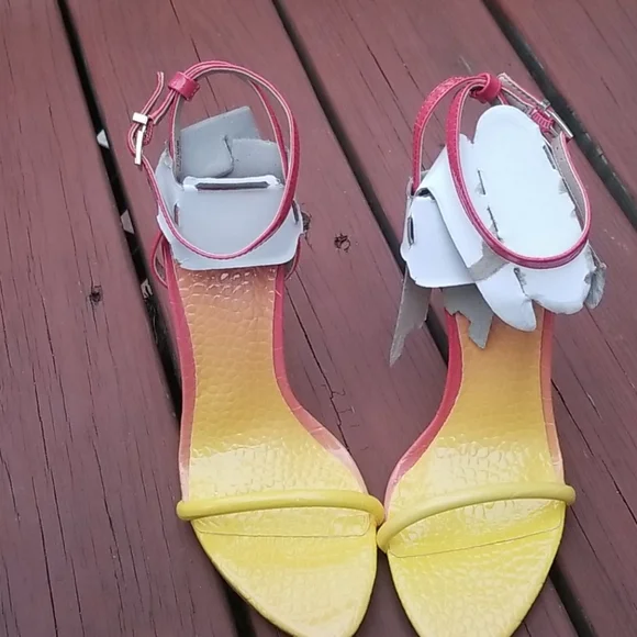 new women's coral & yellow ombre heels...size 7.5 - Picture 4 of 6